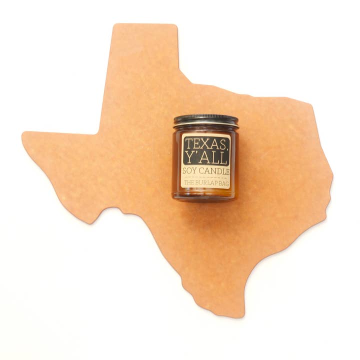 The Burlap Bag - Wholesale Jar/Filled Candle - Texas Y'all - Soy Candle 9oz3
