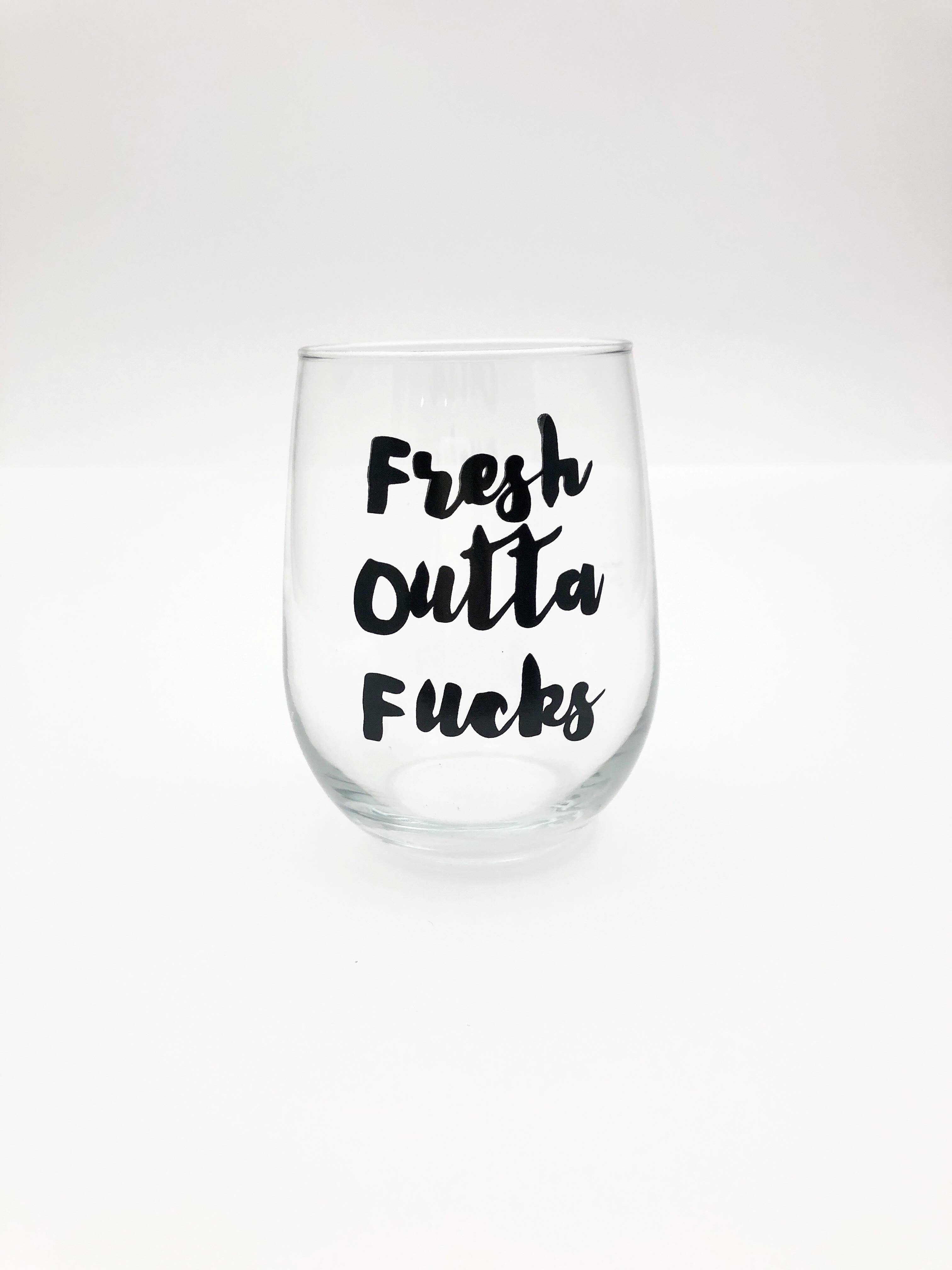 The Golden Type - Wholesale Wine Glass - Fresh Outta Fucks Stemless Wine Glass0