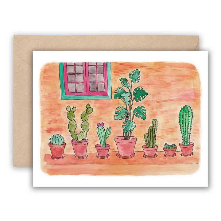Cactus Pots Card for wholesale by Jodi Lynn's Emporium of Doodles