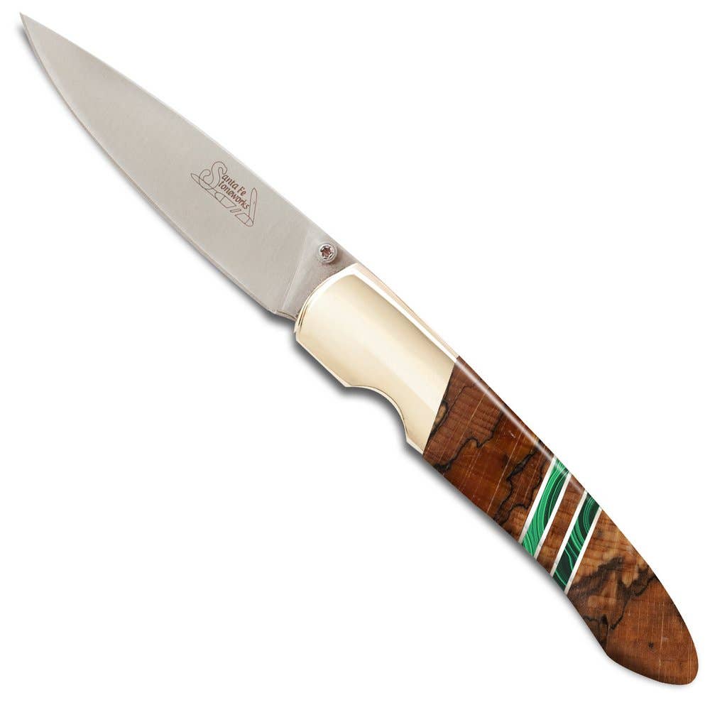 Santa Fe Stoneworks - Wholesale Pocket Knife/Holder - Spalted Beech 4" Liner Lock Knife - Double0