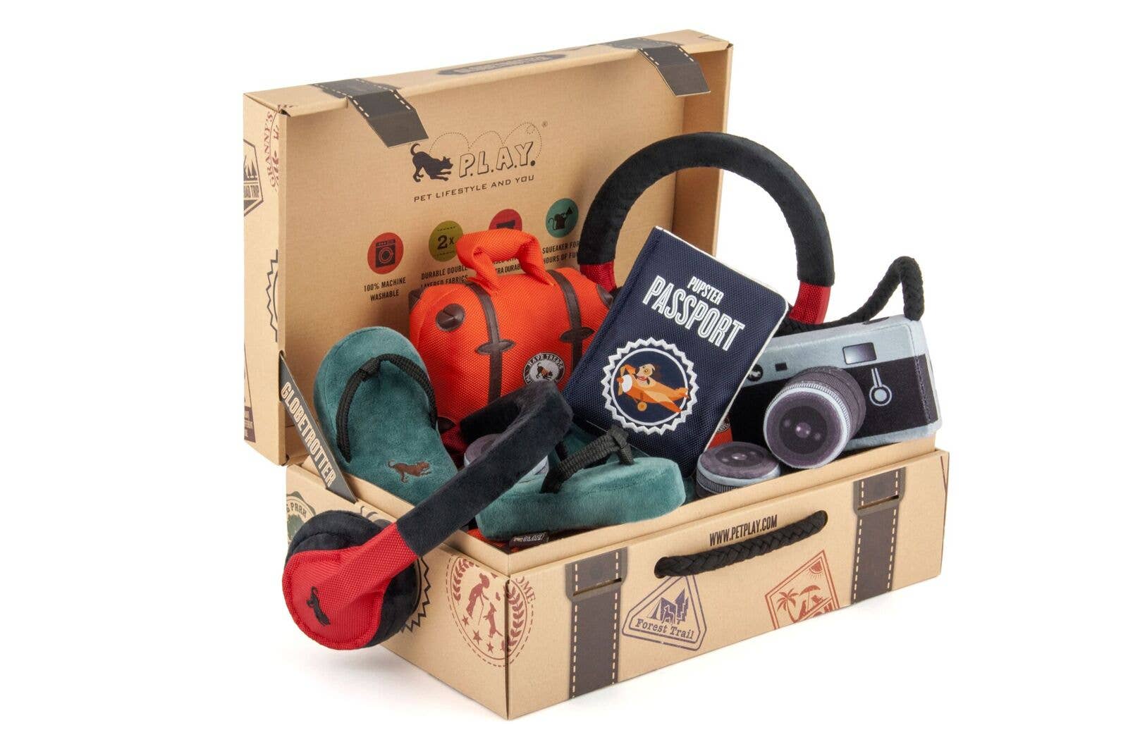 P.L.A.Y. Pet Lifestyle and You - Wholesale Pet Toy Set - Dog - Globetrotter Toy Set (15 pc with Display Box)4