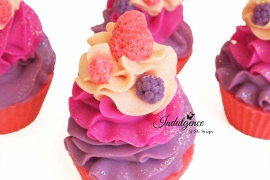 Indulgence Bath Bakery - Wholesale Bar Soap - Black Raspberry Vanilla Soap Cupcake1