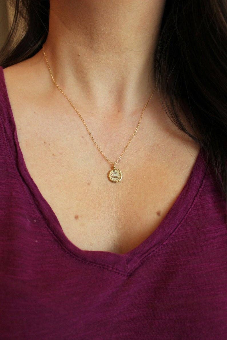Laalee Jewelry - Wholesale Pendant/Charm Necklace - Gold Zodiac Necklace, Coin Zodiac, Zodiac Jewelry Gift4