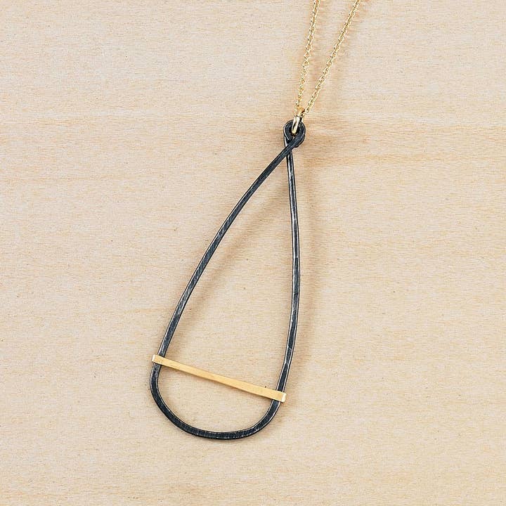 Freshie & Zero - Wholesale Pendant/Charm Necklace - Antique Oar Black and Gold Handmade Necklace