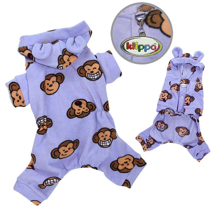 Klippo Pet - Wholesale Pet Hoodie - Dog - Silly Monkey Fleece Pajamas with Hood - Lavender1