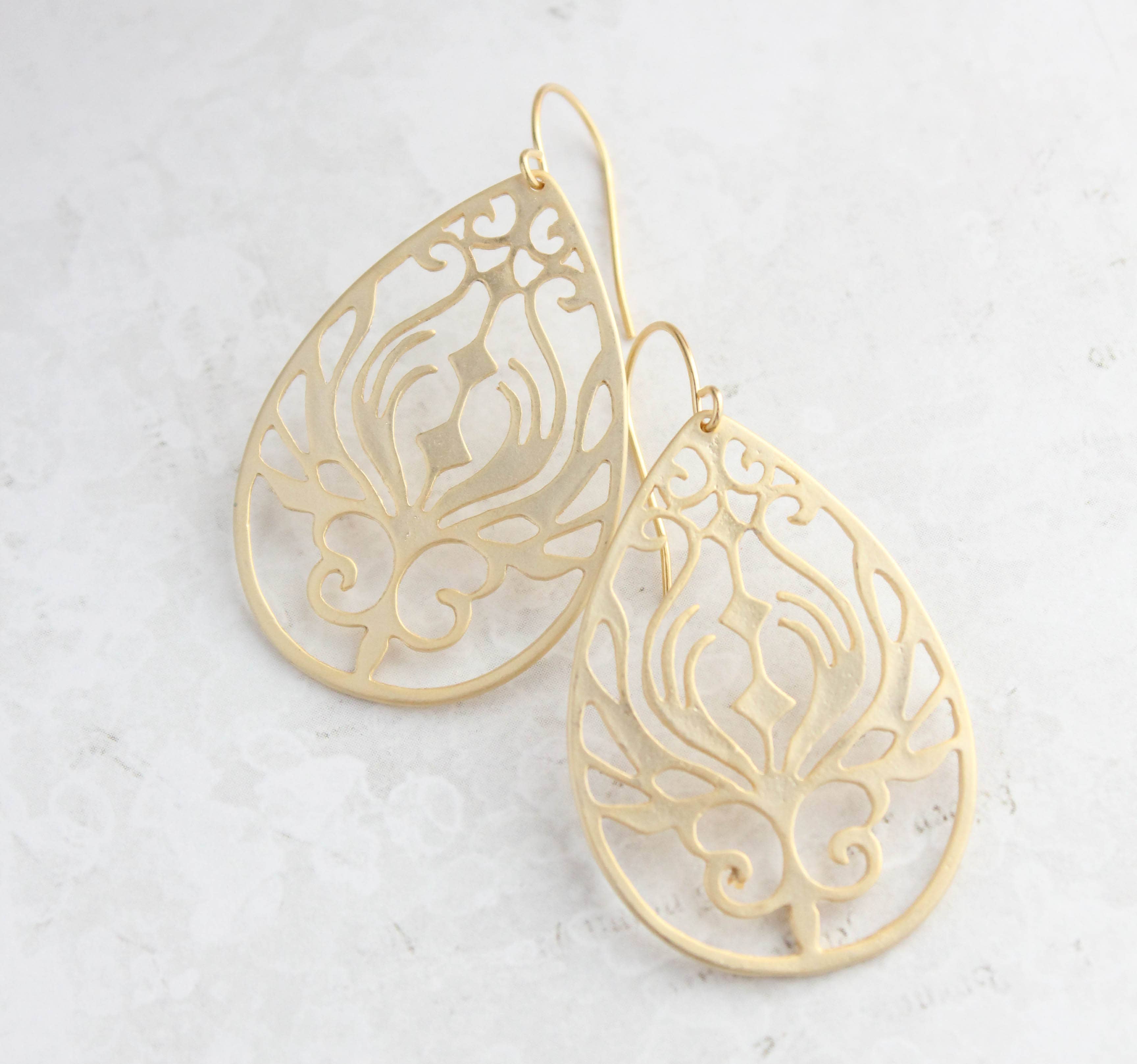 A Pocket of Posies - Wholesale Dangle Earrings - Peacock Feather Filigree Earrings5