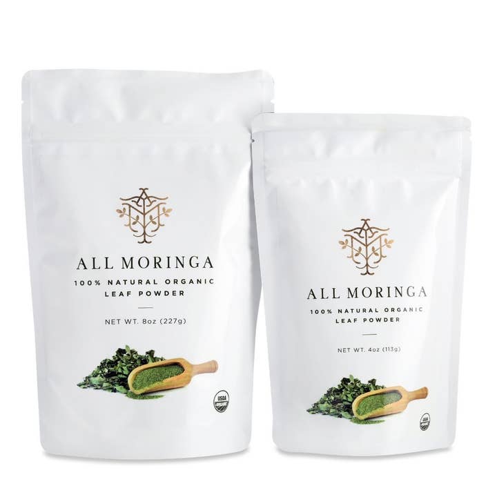 Pó de folha de Moringa orgânico puro 4 e 8 Oz por atacado de All Moringa