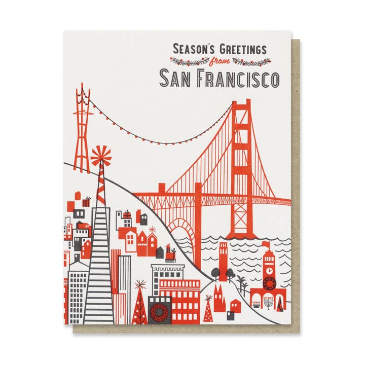 Paper Parasol Press - Wholesale Season's Greetings Card - Season's Greetings from San Francisco Card1