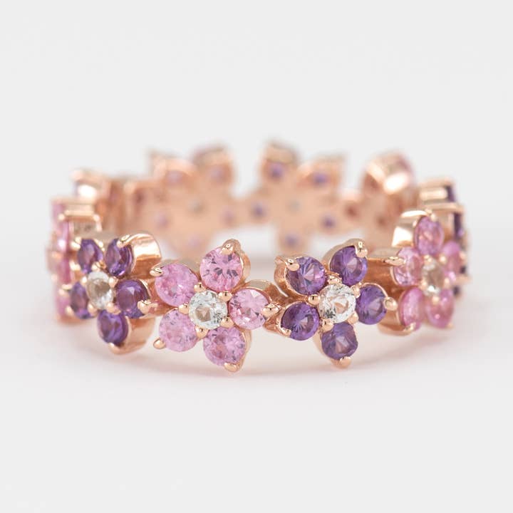 Fleur Amethyst and Pink Sapphire Band - Vermeil for wholesale by Minette