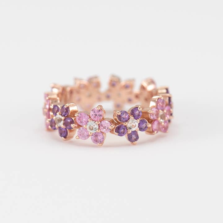 Fleur Amethyst and Pink Sapphire Band - Vermeil for wholesale by Minette