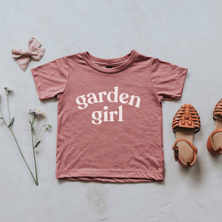 Mauve Garden Girl Kids Tee for wholesale by Gladfolk