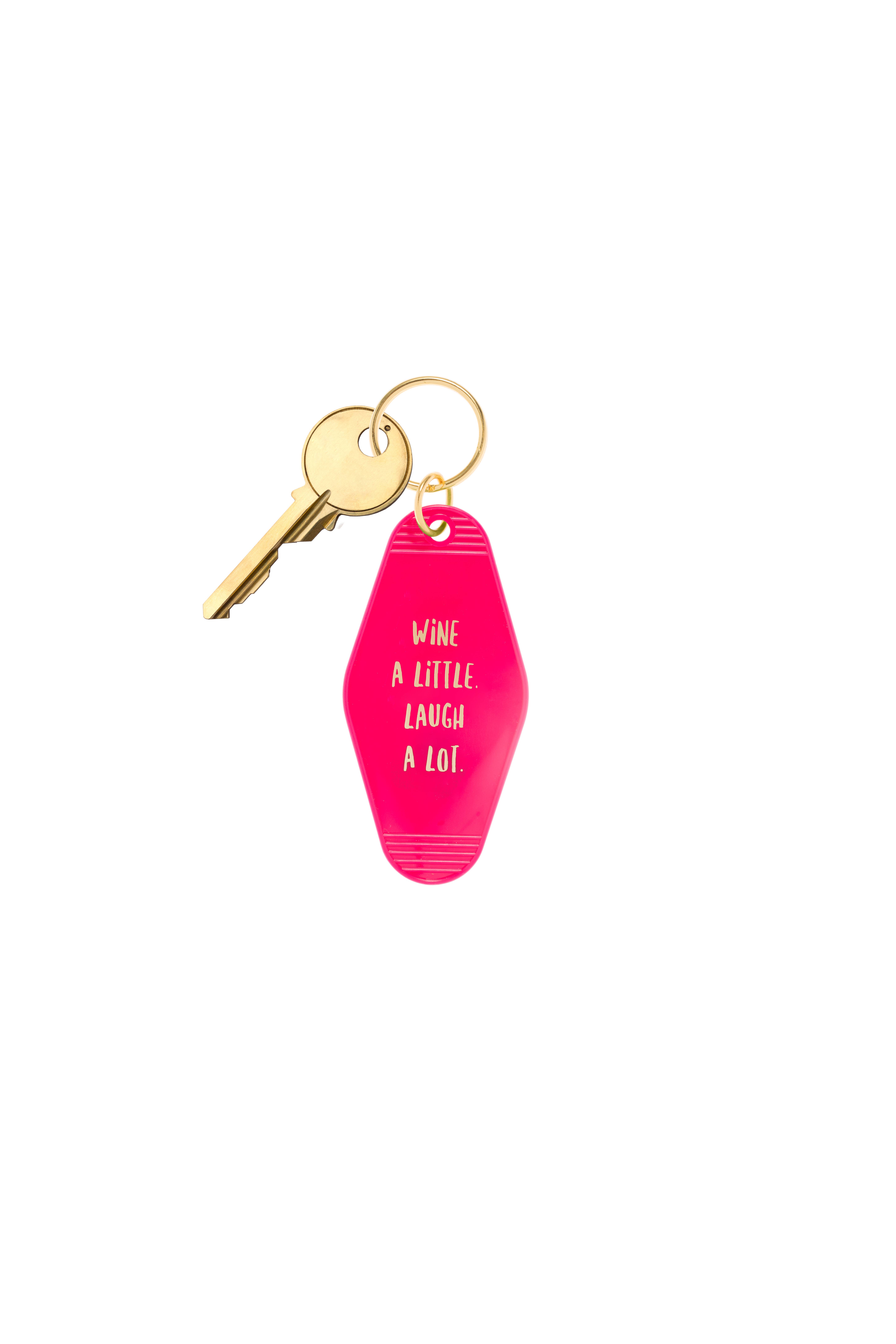 BOPS WHOLESALE - Wholesale Keychain - Women's - RETRO MOTEL KEYCHAIN "WINE A LITTLE, LAUGH ALOT"