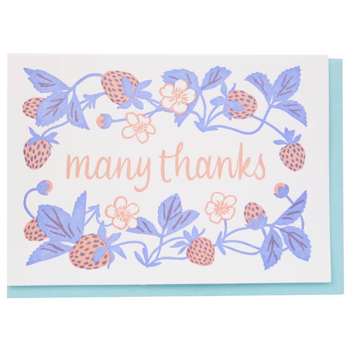 Smudge Ink - Wholesale Thank You Card - Strawberry Many Thanks Card