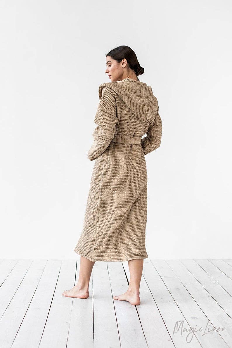 MagicLinen (We handle U.S. import procedures for you) - Wholesale Robe - Women's - Womens waffle linen robe in various colors3