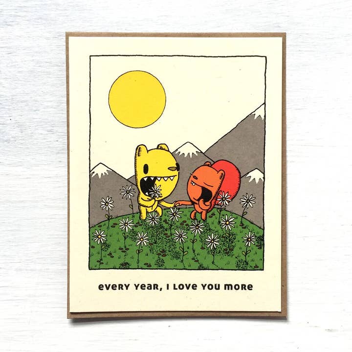 Every Year I Love You More Card for wholesale by everyday balloons print shop