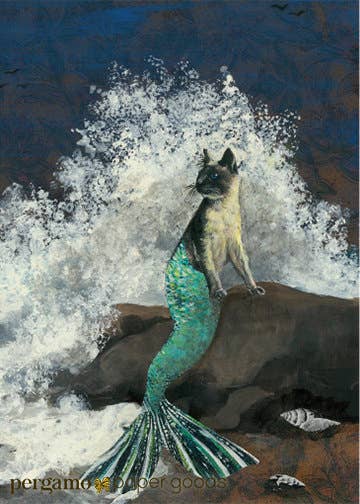 Pergamo Paper Goods – Engroshandel Hverdagshilsen kort – Havfrue Cat Card1