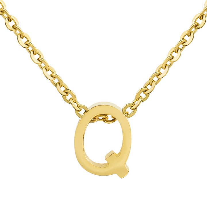 West Coast Jewelry - Wholesale Pendant/Charm Necklace - 18k Gold Overlay Initial Stainless Steel Necklace4