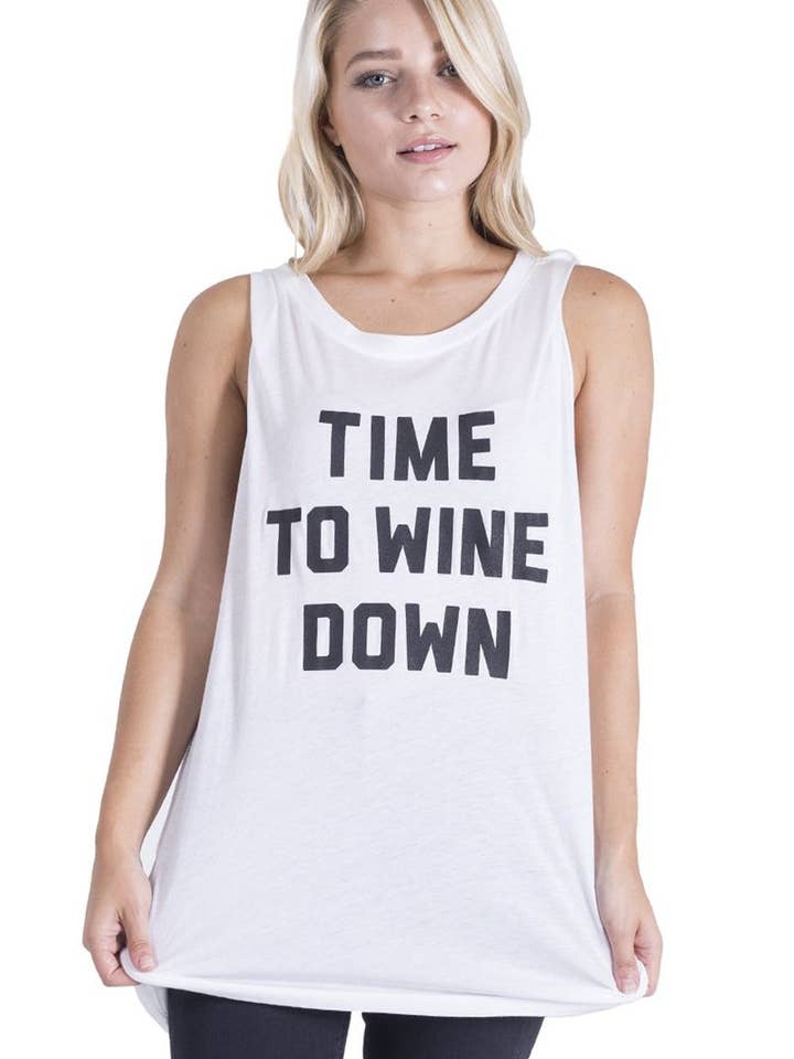 Wein unten weißes Muskel-T-Shirt für den Großhandel von Social Sunday