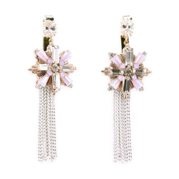 Åtta spetsiga Star Tofs Örhängen - Rosa för wholesale av Cupidstone Accessories