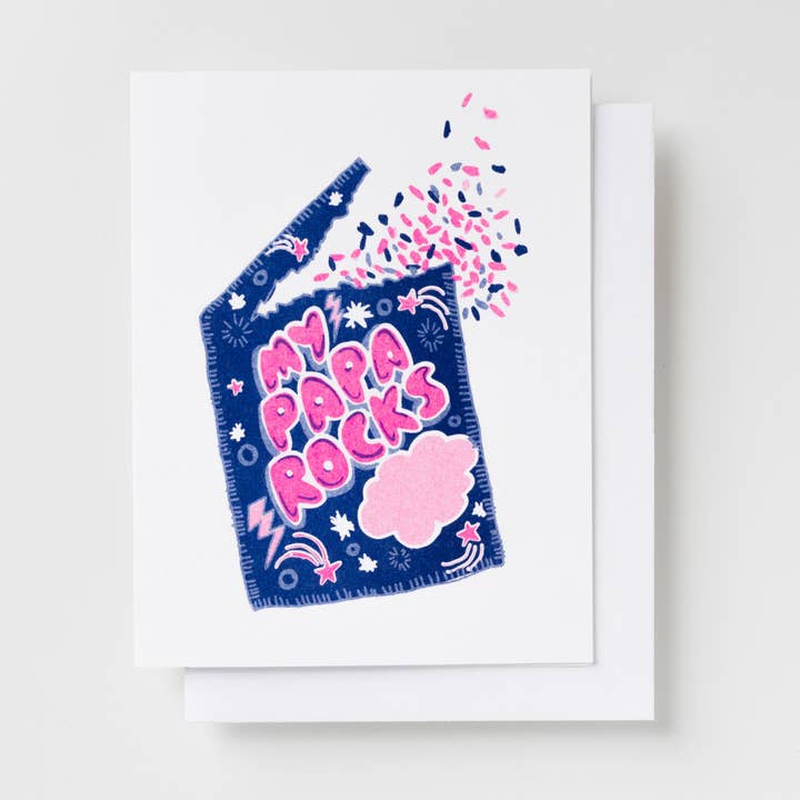 My Papa Rocks Risograph Card - Father's Day Greeting Card for wholesale by Yellow Owl Workshop