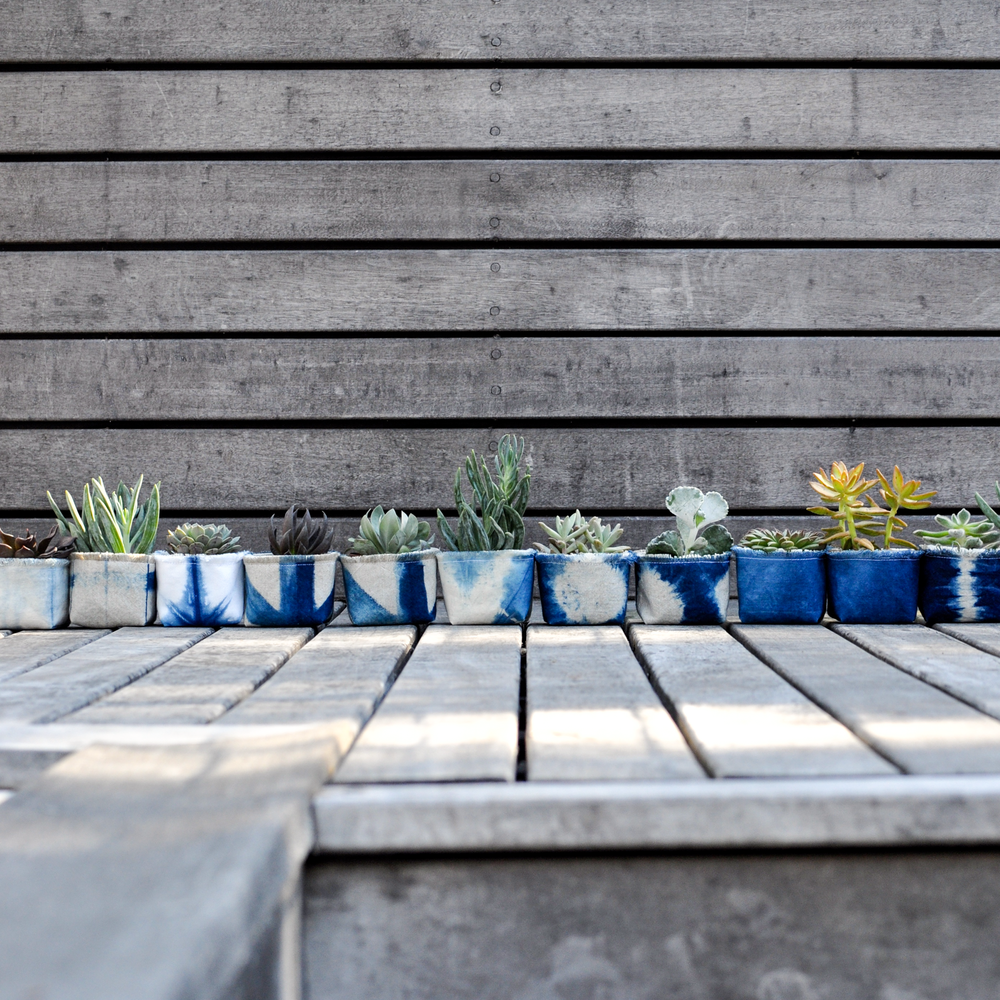 Gray Green Goods - Wholesale Plant pot - Shibori Indigo Canvas Planter—2.5"5