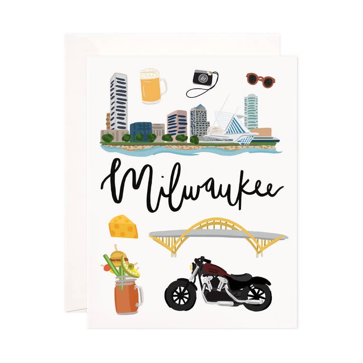 Milwaukee gratulationskort - Wisconsin brevpapperskortuppsättning, värdinna, lärare, resegåva för wholesale av Bloomwolf Studio