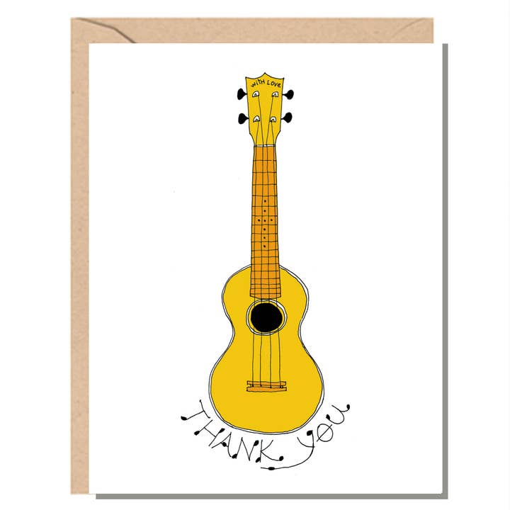 Ukelele Thank You Card for wholesale by Rachelink Cards & Illustrations