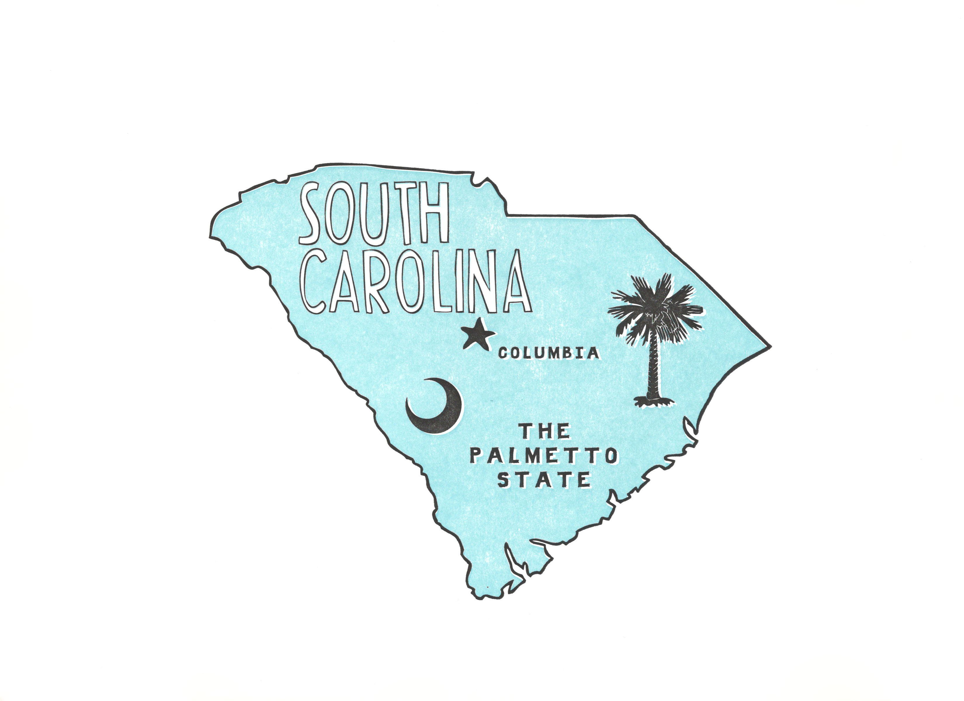 Power and Light Press - Wholesale Art Print - South Carolina State Print: The Palmetto State0