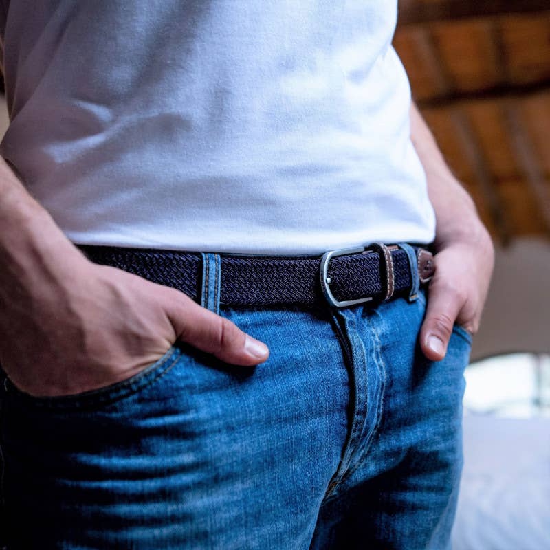 BILLYBELT - Vente Ceinture – homme - Ceinture tressée élastique Bleu marine3