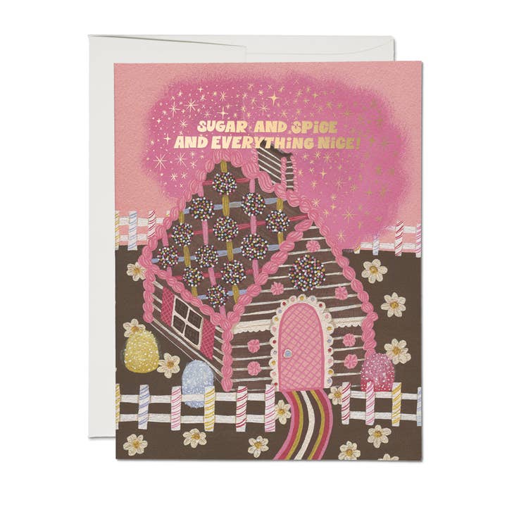 Red Cap Cards - Wholesale Season's Greetings Card - Gingerbread House holiday greeting card0