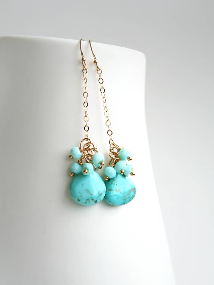 Boucles d'oreilles en turquoise | Boucles d'oreilles en turquoise pour la vente par Laura Stark Designs