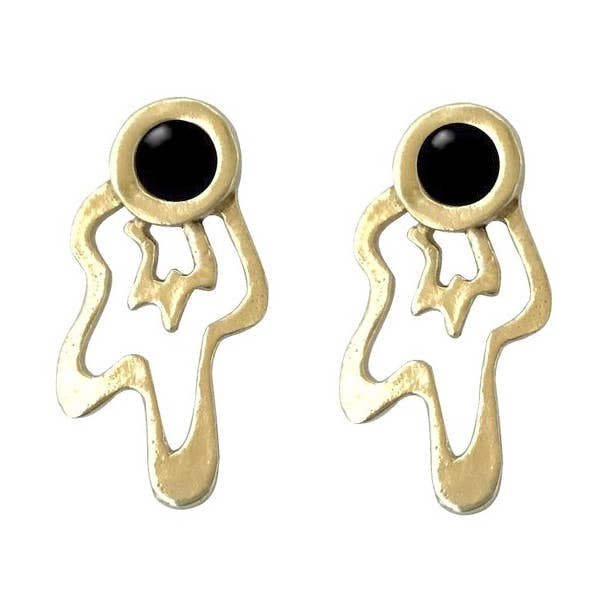 Brincos Splatter com ônix preto por atacado de Therese Kuempel Jewelry