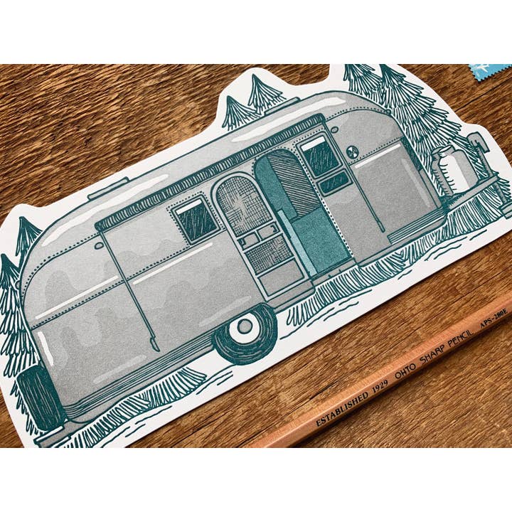 Noteworthy Paper & Press - Wholesale Postcard - Silver Camper Postcard2