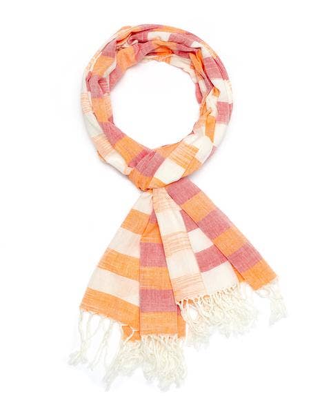 Indigo Handloom - Wholesale Scarf - Women's - Brushstroke - Orange1