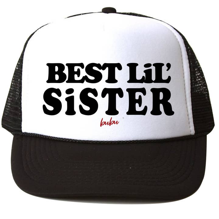 Best Lil Sister White / Black Trucker Hat for wholesale by Bubu