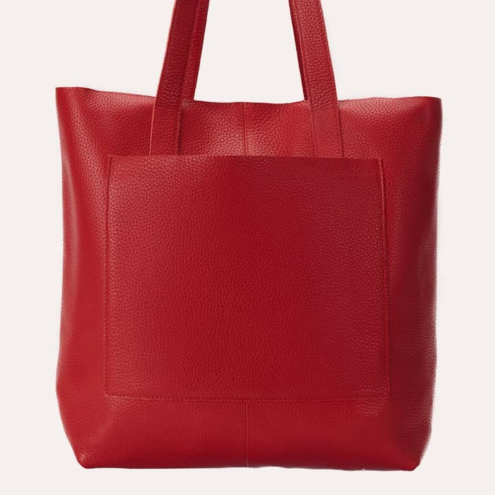 Red Journalist Tote for wholesale by Kiko Leather