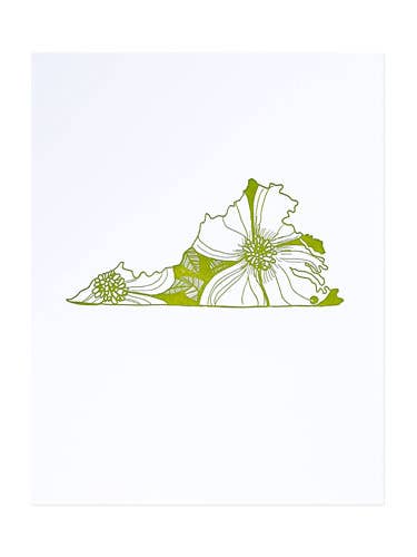 Virginia American Dogwood Print for wholesale by Thimblepress