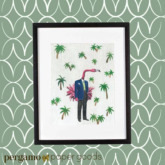 Pergamo Paper Goods - Wholesale Art Print - Flamingo Man 8X10 Art Print2