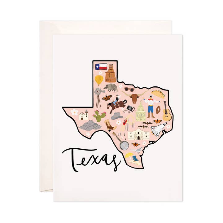 Bloomwolf Studio - Wholesale Stationery/Notecard Set - Texas Greeting Card - State Map Stationery, Card Set0