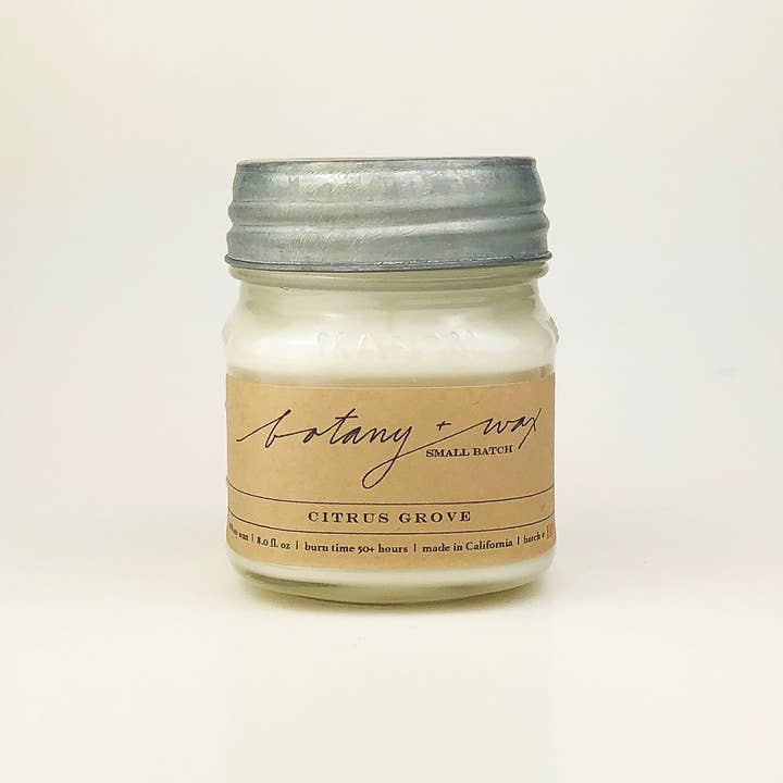 Citrus Grove 8oz Mason Jar Soy Candle for wholesale by botany+wax