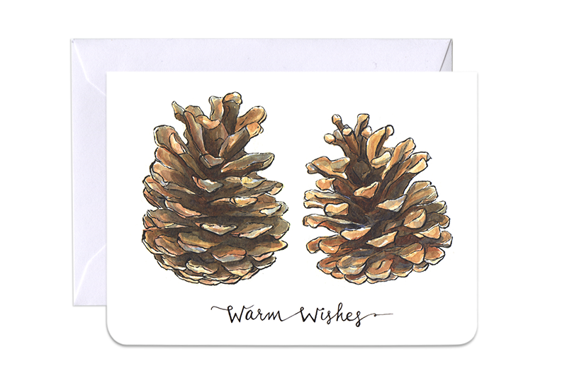 Gotamago - Wholesale Season's Greetings Card - Pinecones Warm Wishes Mini Card *SALE0