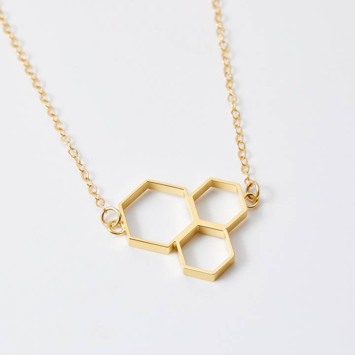 Triple Honeycomb Necklace for wholesale by Beehive Handmade