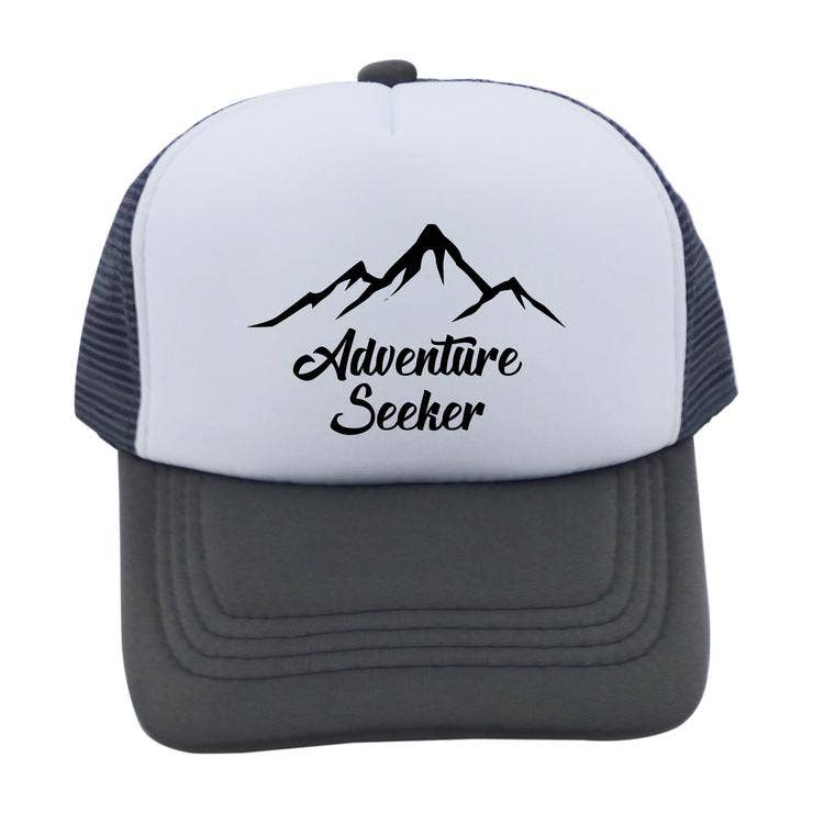 Outdoorable Apparel - Wholesale Baseball Cap - Kids - Grey with Black Adventure Seeker Hat0