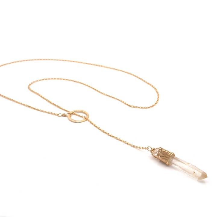Crystal and Gold - Wholesale Pendant/Charm Necklace - Lemurian Quartz Pendulum Necklace 14k Gold Filled2