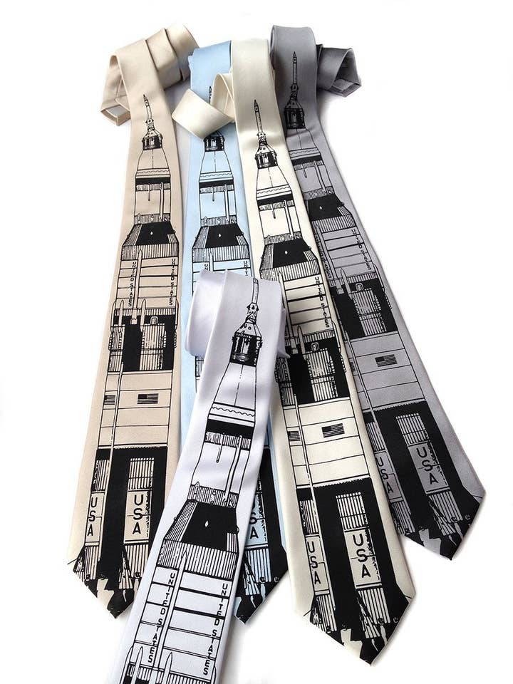 Cyberoptix Tie Lab - Wholesale Necktie - Men's - Saturn V Rocket Necktie, NASA Tie0