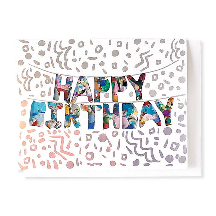Thimblepress - Wholesale Birthday Card - HBD Balloons Confetti-Filled & Holographic Foil-Stamped Card