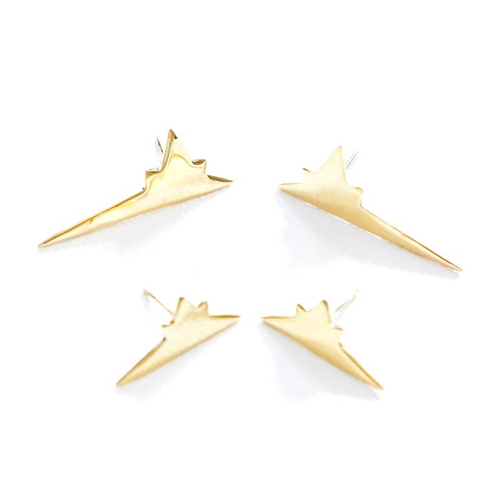 Brass Shooting Star Earrings small large or mismatched for wholesale by Bisjoux