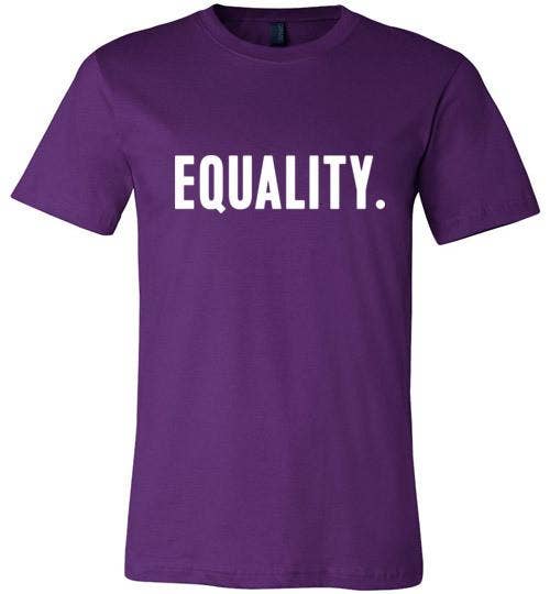 REMOVED BRAND - Wholesale Screen Printed T-Shirt - Unisex - Equality Unisex T-Shirt / White on Purple0