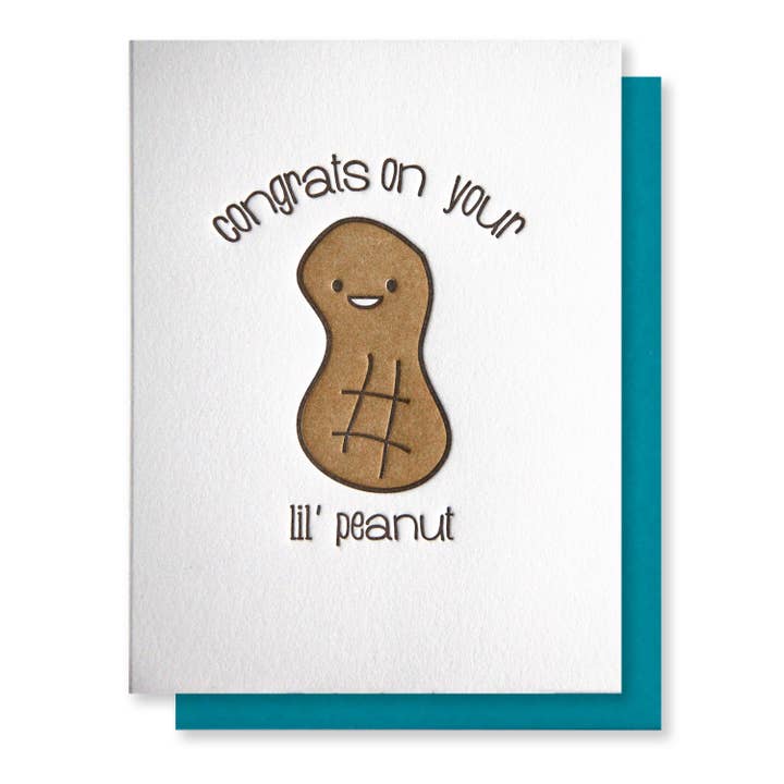 Kiss and Punch - Wholesale Baby Card - Cute Baby Letterpress Congrats on Your Lil Peanut Card1