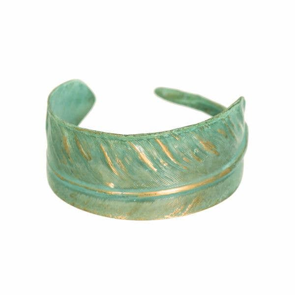 We Dream in Colour - Wholesale Cuff Bracelet - Verdigris Feather Cuff Patina
